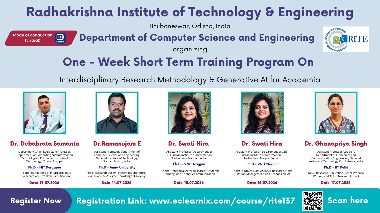One-Week online Short Term Training Program (STTP) on Interdisciplinary Research Methodology & Generative AI for Academia 2026 Short Term Training Program Poster 